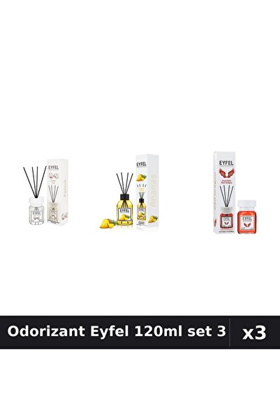 Eyfel Set 3 Odorizant Camera Betisoare 120ml - Bumbac, Ananas, Red Dragon