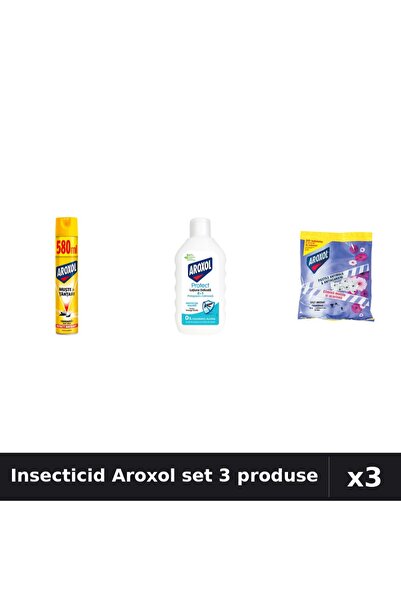 Aroxol Set 3 Insecticid - Spray 580ml, Loțiune 200ml, Pastile 20buc - Anti In...