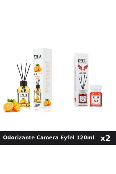 Eyfel Set 2 Odorizante Camera cu Betisoare 120ml - Portocala, Red Dragon