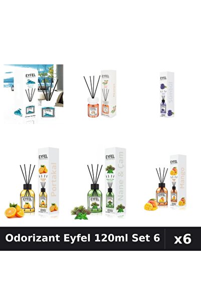 Eyfel Set 6 Odorizante Camera Betisoare 120ml - Ocean, Acacia, Zambile, Porto...