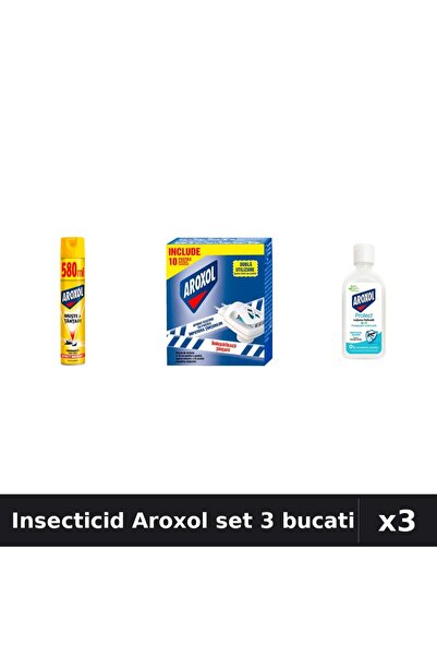 Aroxol Set 3 Insecticid - Spray 580ml, Loțiune Repelent 85ml, Pastile Anti-In...