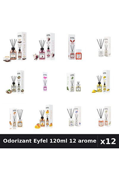 Eyfel Set 12 Odorizante Camera cu Betisoare 120ml - 12 Arome Asortate Parfum