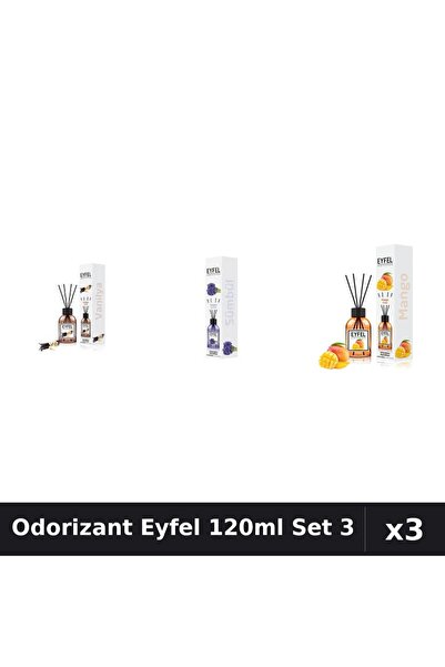 Eyfel Set 3 Odorizant Camera Betisoare 120ml - Vanilie, Zambile, Mango
