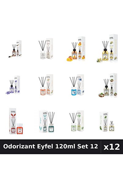 Eyfel Set 12 Odorizant Camera Betisoare 120ml - 12 Arome Asortate Parfum