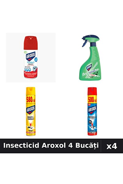Aroxol Set 4 Spray Insecticid 100ml, 400ml, 500ml, 580ml - Protecție Casă