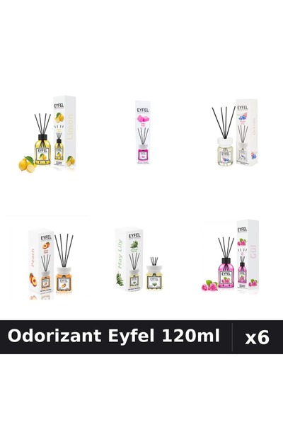 Eyfel Set 6 Odorizante Camera Betisoare - 6 Arome Asortate, 120ml Parfum