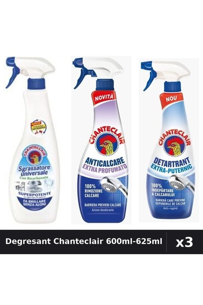 Chanteclair Set 3 Degresant Universal 600ml-625ml - Bicarbonat, Anticalcar, D...