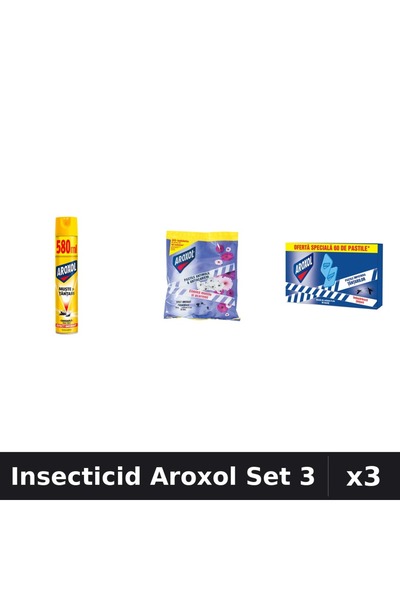 Aroxol Set 3 Insecticid - Spray 580ml + Pastile Anti-Insecte 20/60 buc - Prot...