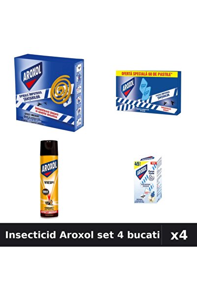 Aroxol Set 4 Insecticid - Spray 400ml, Pastile 10+60 buc, Aparat Electric - P...