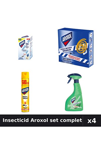 Aroxol Set 4 Insecticid - Aparat Electric, Pastile 10buc, Spray 400ml, 580ml