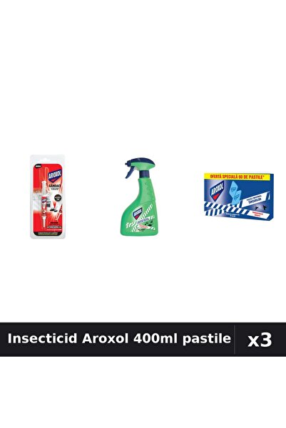 Aroxol Set 3 Insecticid - Spray 400ml + Pastile Anti-Insecte 5g + 60 Bucati