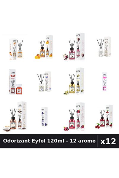 Eyfel Set 12 Odorizant Camera cu Betisoare 120ml - 12 Arome Asortate, Parfum ...