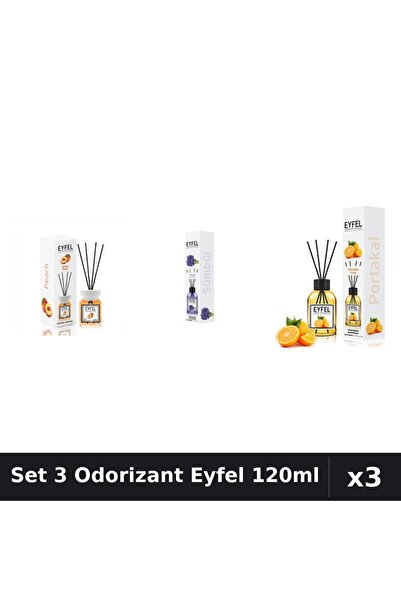 Eyfel Set 3 Odorizante Camera Betisoare, Piersica, Portocala, Zambile, 120 ml