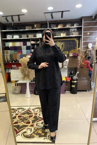 HÜMEYRA BUTİK Beaded Embroidered Trouser Suit