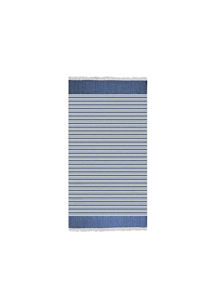 OEM Prosop Premium de Plaja Premium Hamam Albastru cu Romburi Albe Dungi 180x...