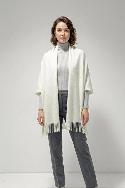 Efnaz style Women's Fringed Knitwear B.White Scarf & Shawl