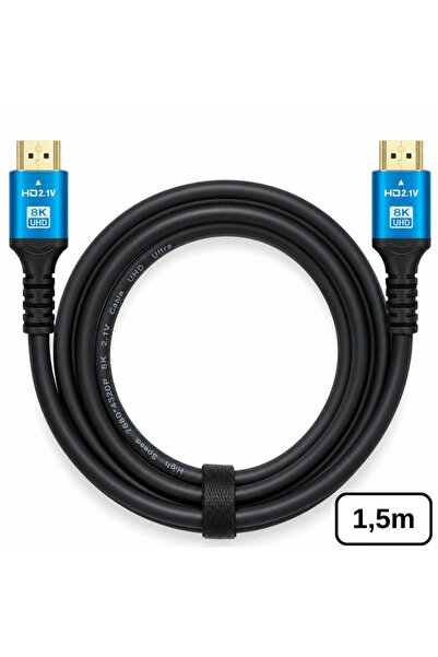 Alfais 6060 8K Ultra HD 2.1V 48Gbps Hdmi Kablo 1.5 Metre Altın Kaplama Led Tv