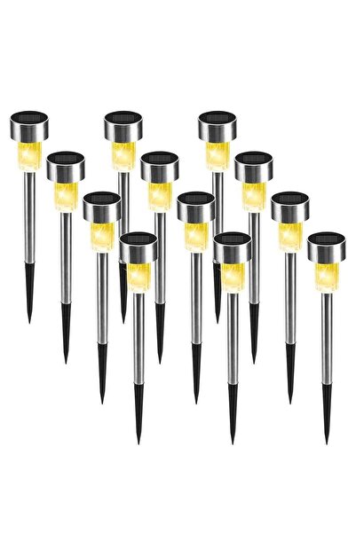 Arabest 12-Piece Solar Garden Lights Outdoor,Stainless Steel,IP44 Waterproof,...