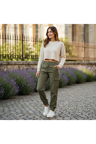Object Women's Olive Green Cargo Joggers - Size L