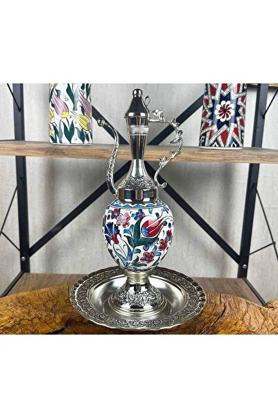 Çini Evi Seçkin Armağan – Tulip Patterned Silver Plated İznik Tile Jug