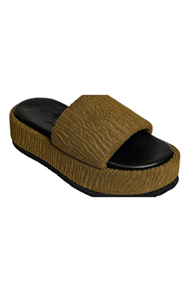 Hebe Athens PUFFY IBIZA FLATFORM SLIDE - Χακί