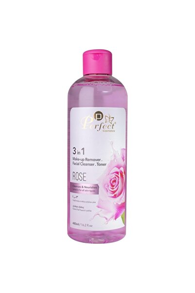 Perfect Cosmetics مزيل مكياج مثالي 3 في 1، منظف للوجه وتونر بخلاصة الورد 480 ...