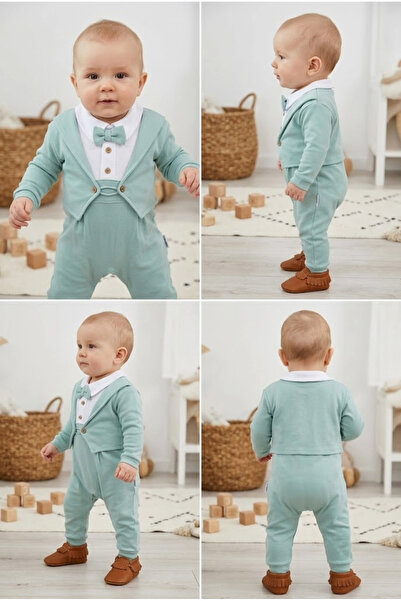 meyastore Erkek Bebek Tulum Takımı Papyonlu Yelekli