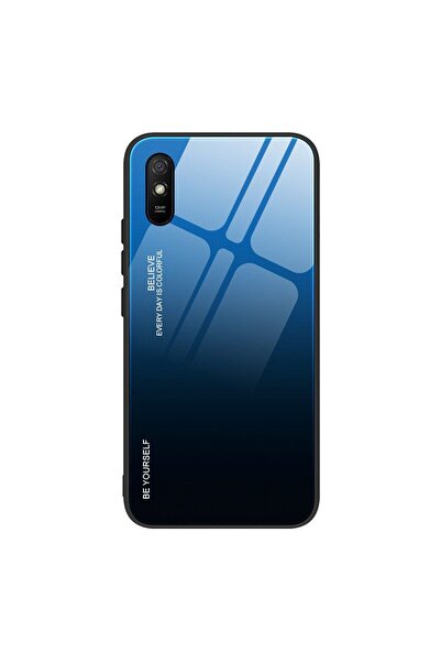 OEM Glass Case Xiaomi Redmi 9A / Redmi 9AT Μαύρο / Μπλε