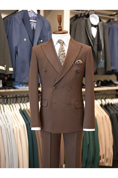 LONATOLİA Premium Slim Fit İtalyan Stil Kruvaze Takım Elbise - Ceket Pantolon