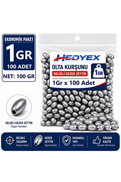 Hedyex 1 Gr 100 Adet (100 Gr) Olta Kurşunu Delikli Gezer Zeytin