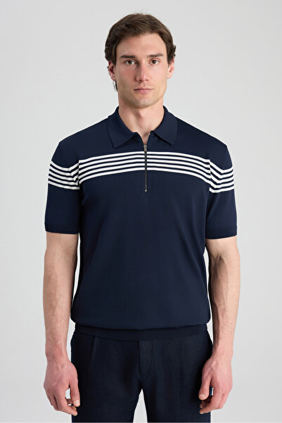 D'S Damat Ds Damat Regular Fit Navy Blue Plain Sweater