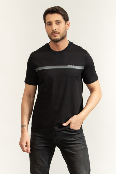 BOSS Authentic T Shirt Erkek Bisiklet Yaka T-Shirt Siyah