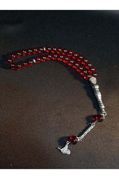 MRYart Translucent Red Round Glass Beads 33 Pieces Prayer Beads