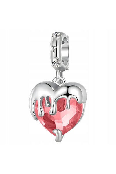 Larezo pandantiv, element decorativ, Model Inima Rosie Si Zirconiu Cubic, Cad...