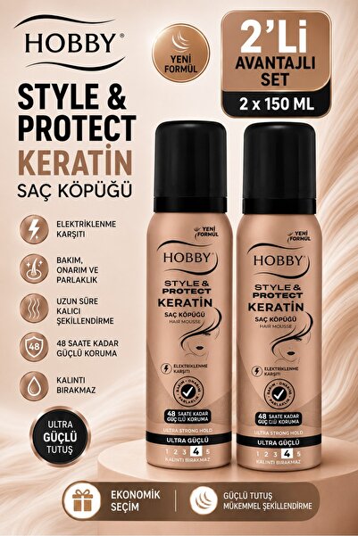 Hobby Saç Köpüğü Keratin Güçlü Tutuş 150 ml 2 Adet