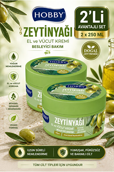 Hobby Zeytinyağı Besleyici El ve Vücut Bakım Kremi 250 ML 2 Adet
