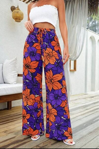 SHİROSA ležerne pantalone od viskoznog materijala sa uzorkom