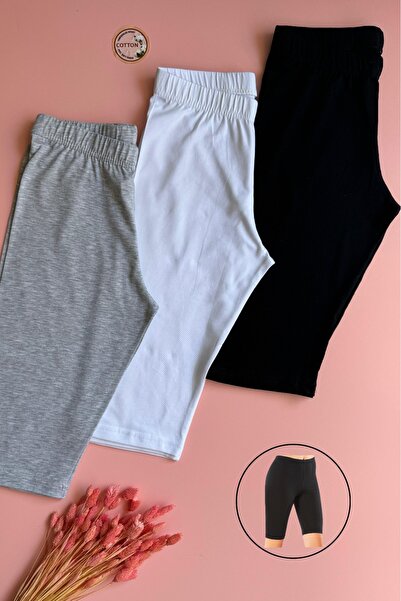 VicTroy Woman |   3-Pack of Black, White, and Gray Color Above-Knee Lycra Cot...