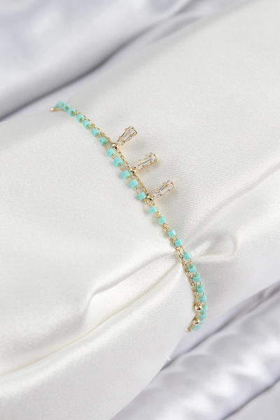 Generic Brand Nevamel ®   Brass Zircon Stone Blue Beaded Model Gold Color Wom...