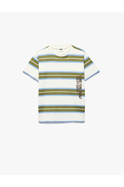 Koton Tricou cu mânecă scurtă, cu imprimeu din bumbac, cu decolteu tip crew ș...