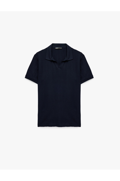 Koton Pamuklu Regular Fit Kısa Kollu Dokulu Polo Yaka Tişört