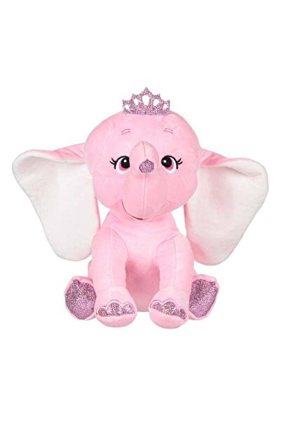 Jumbo Jucărie pluș elefant cu coroaniță argintie sclipici 32cm - Culori variate