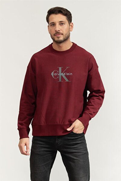 Calvin Klein Hanorac pentru bărbați Ls Premium Terry Monologo Cn, cu gât rotu...