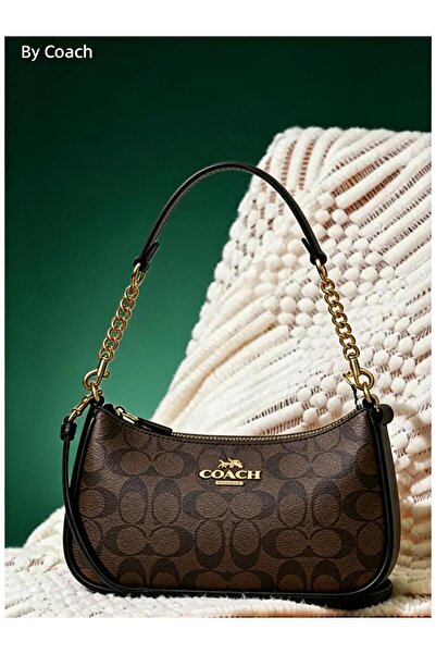 Coach New York حقيبة كتف تيري من القماش الكتاني المميز للنساء، حقيبة كروس بود...
