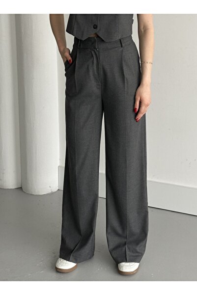 My Blog Anthracite Pleated Detail Trousers - 8479