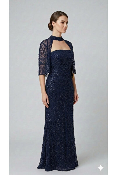 ANKYRA Embroidered Evening Dress with Open Back and Bolero Detail 5831