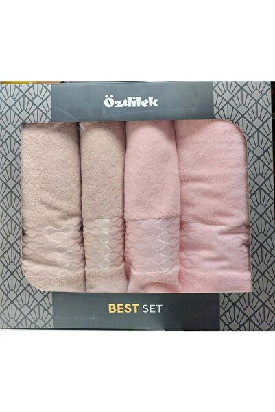 Özdilek 4 Piece Best Set -Elissa Stone Powder- Hammam Set, Towel Set