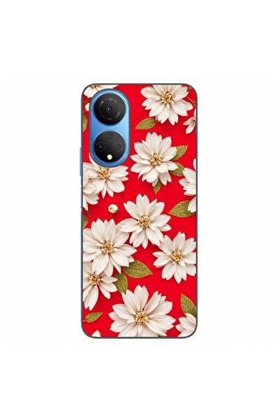 OEM Husa compatibila cu Honor X7 Silicon Gel Tpu Model White Flowers on Red B...