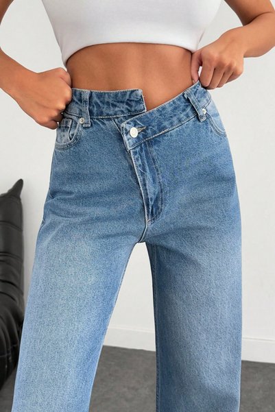 XRAY JEANS Women's Waist Detailed Slit Ice Blue Jeans