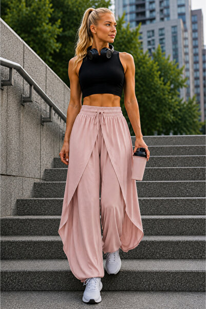 LOA Women's pants, salvar style, side slit, maxi skirt effect, ONESIZE, elast...